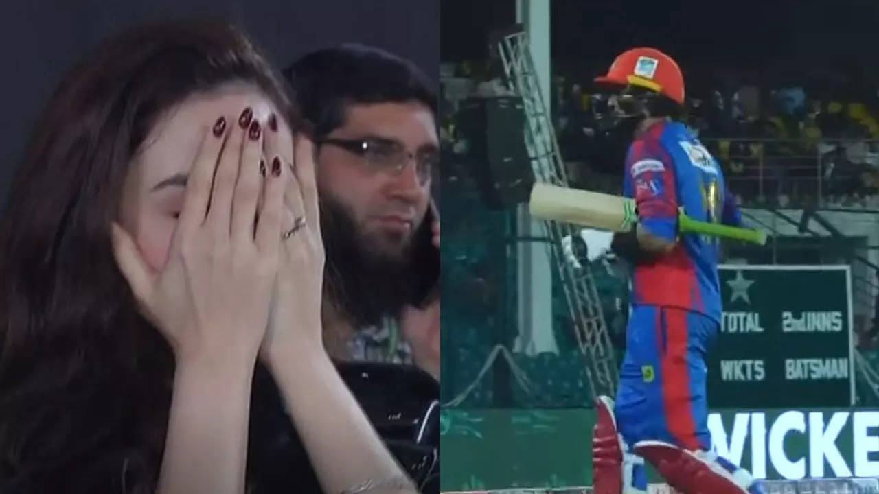Watch: Sana Javed's devastated reaction after Shoaib Malik gets knocked over