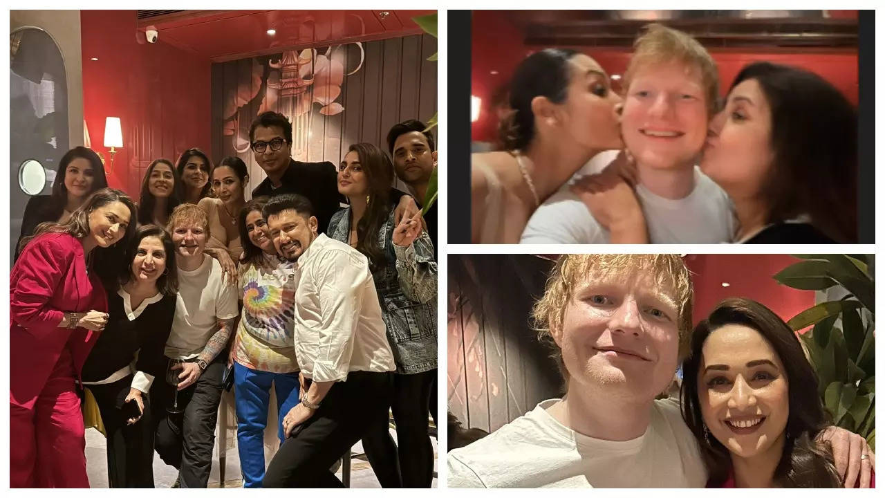 Ed Sheeran events with Bollywood stars; Madhuri Dixit, Hrithik Roshan, Malaika Arora go on a selfie spree – Pics Inside |