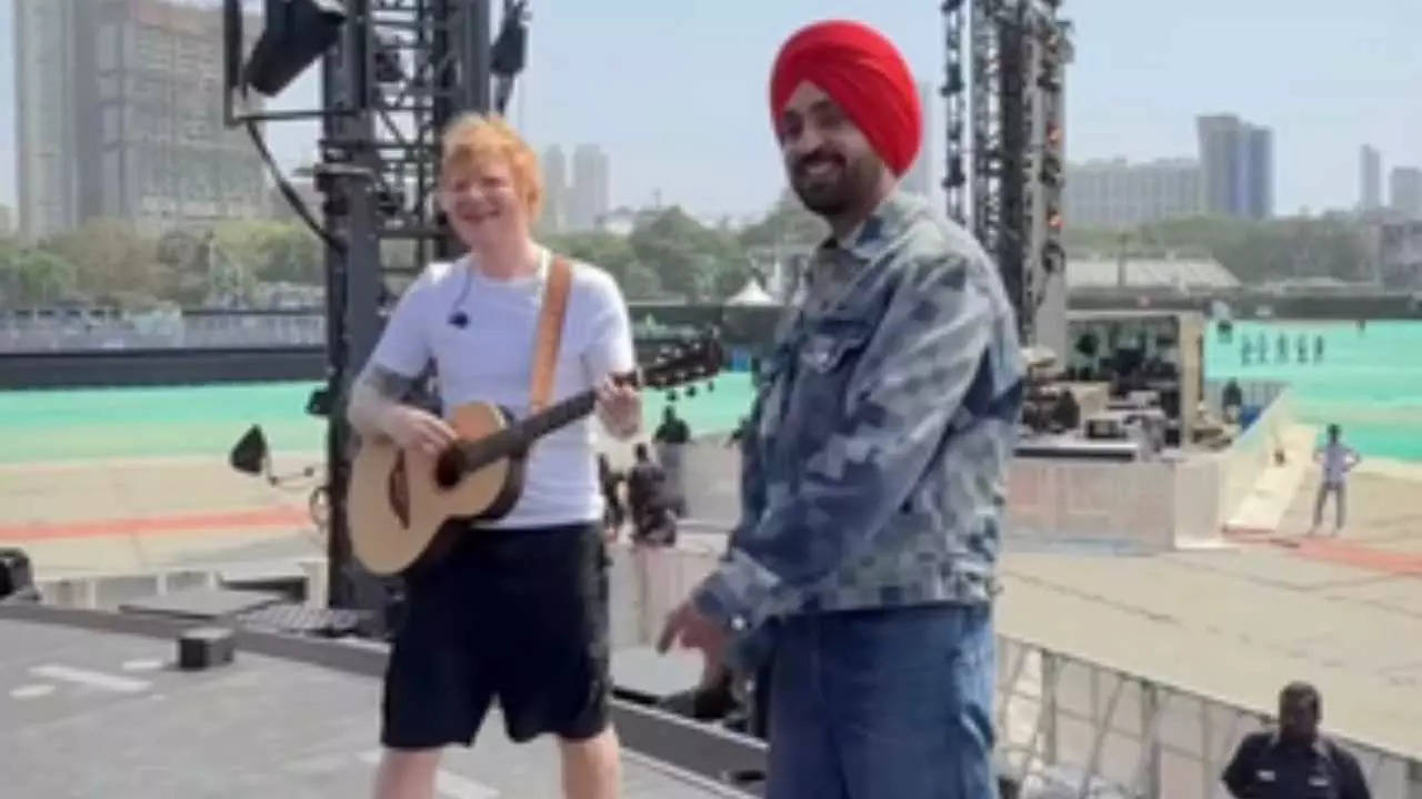 Diljit Dosanjh and Ed Sheeran performs to Lover, Form of You on stage throughout Mumbai live performance | Hindi Film Information