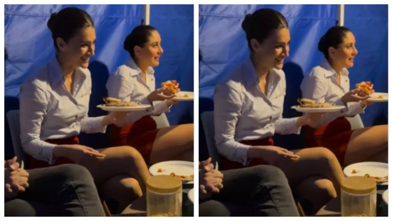Kareena Kapoor and Kriti Sanon take pleasure in scrumptious pizza on the units of ‘Crew,’ sans Tabu – WATCH video |