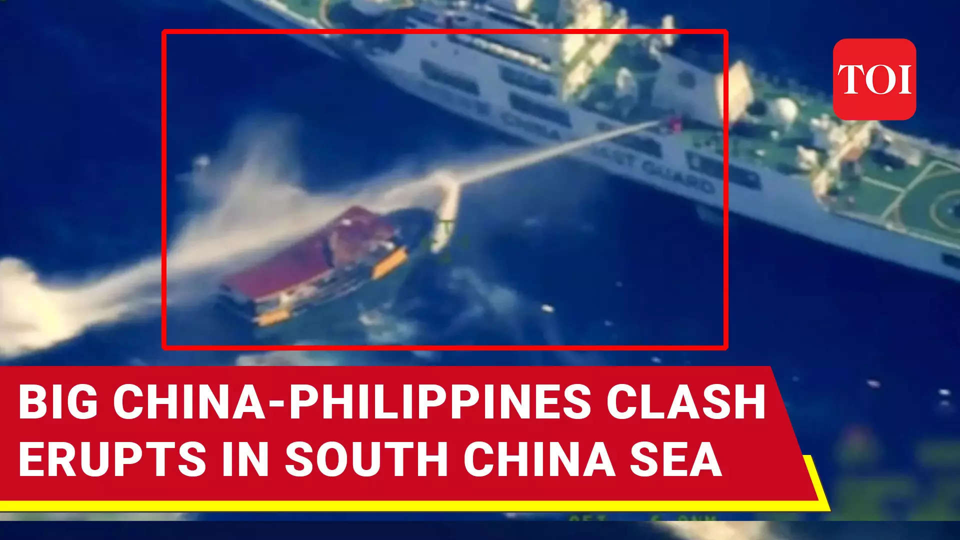 Watch Chinese Coast Guard Shoots Philippine Ship With Water Cannons In