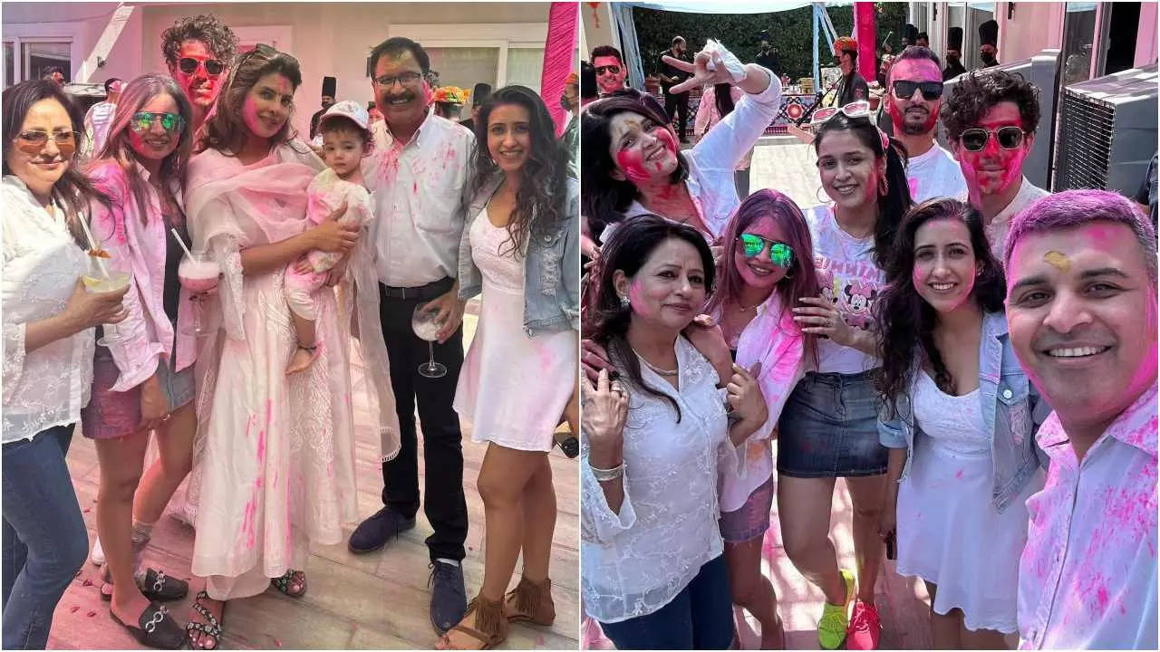Priyanka Chopra celebrates Holi with Nick Jonas, daughter Malti Marie, household and mates | Hindi Film Information