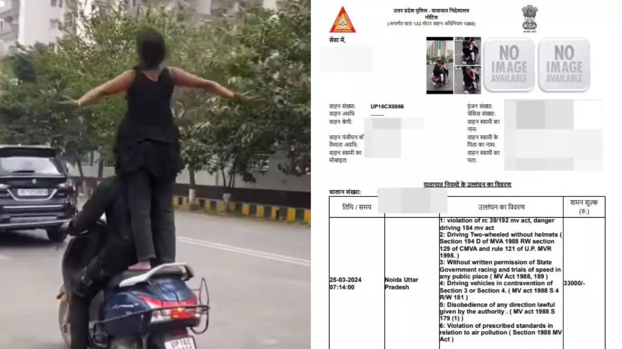'Titanic pose on scooty': Noida Police slap Rs 33,000 fine for stunt in viral video