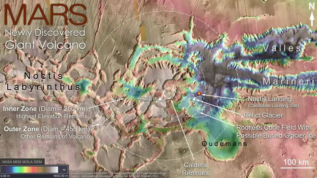 Everest-size volcano discovered in Noctis Labyrinthus region of Mars