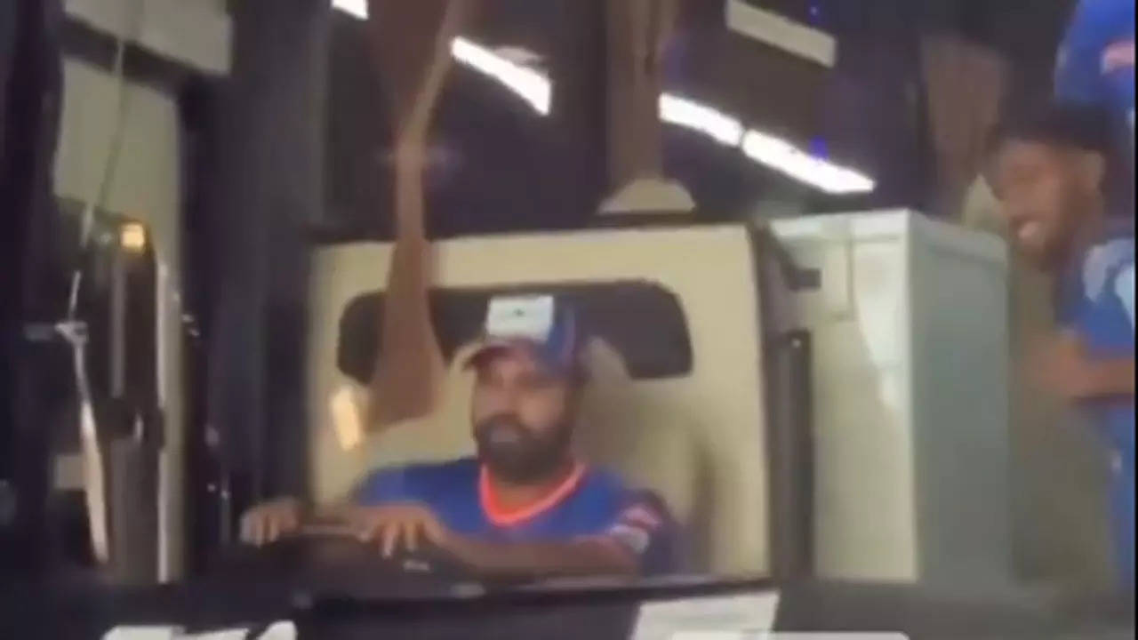 Watch: Rohit takes the bus driver's seat for Mumbai Indians