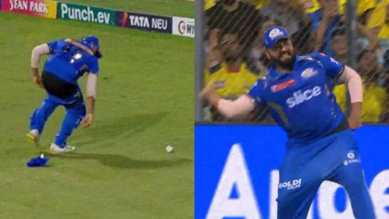 Watch: Oops! Rohit's trousers slip during fielding