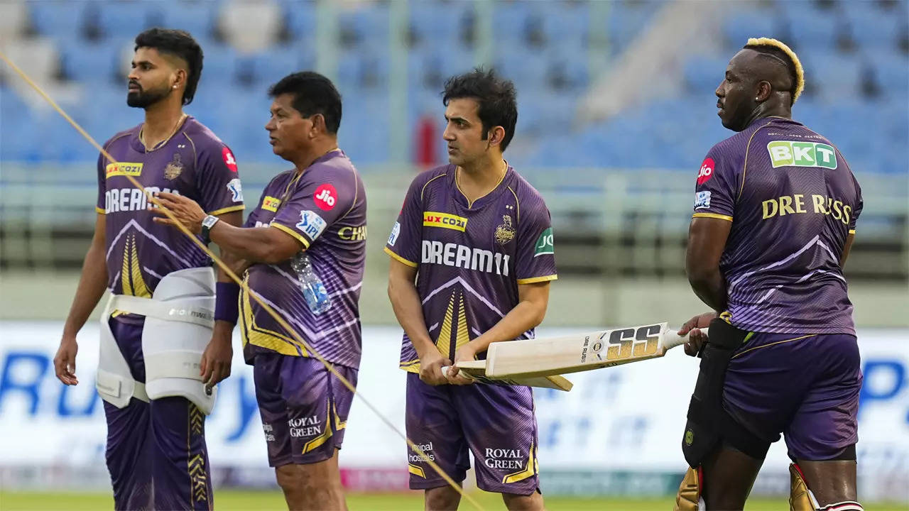 KKR players during a training session. (PTI Photo)