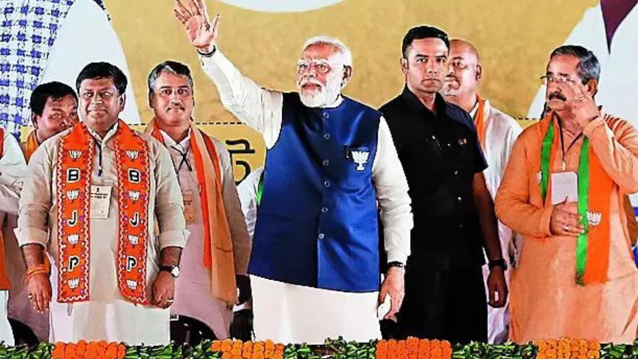 PM Narendra Modi at a rally in Balurghat on Tuesday
