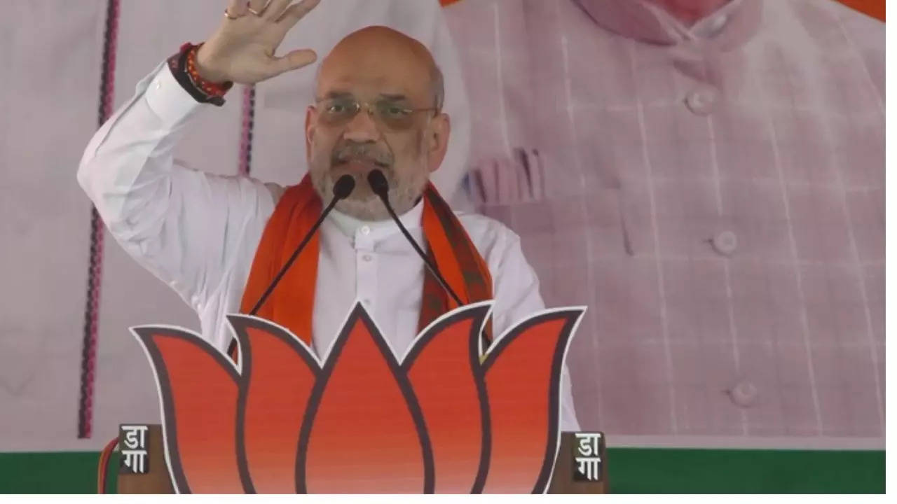 Amit Shah addressing an election rally in Kanker constituency