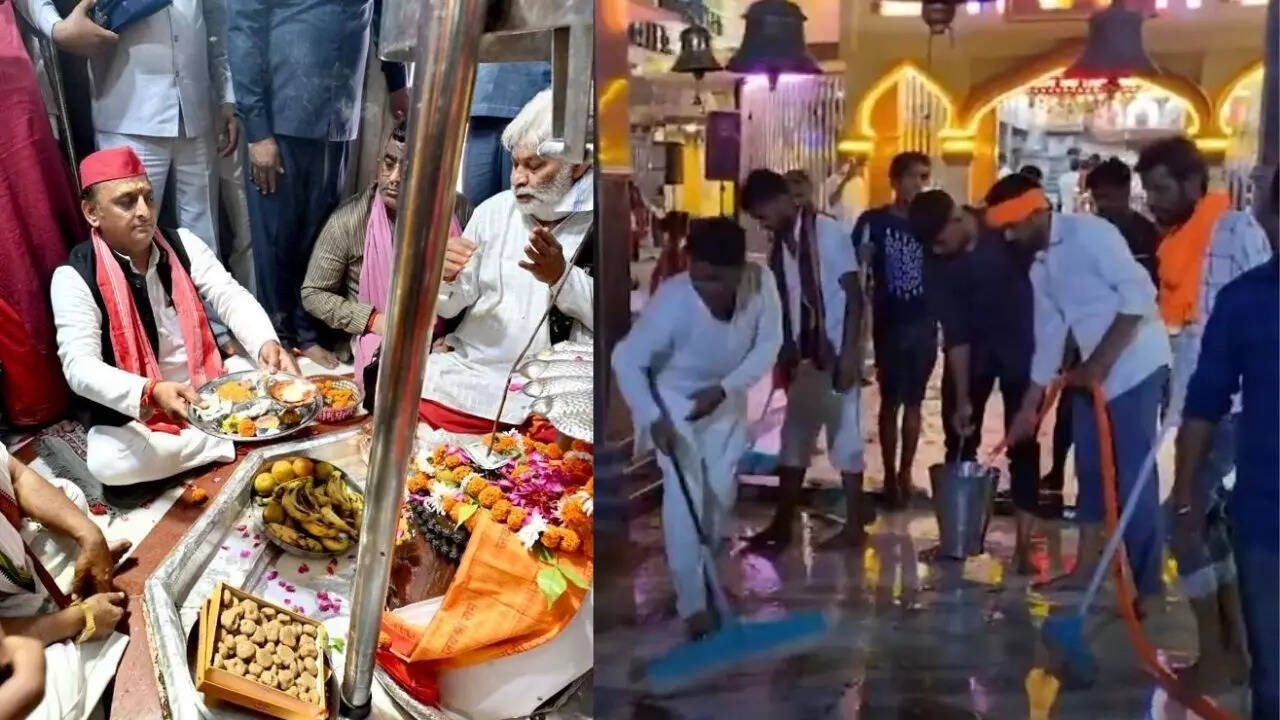 BJP workers clean Kannauj temple after Akhilesh performs puja