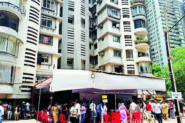 Polling stations at housing societies draw huge crowds in Mumbai