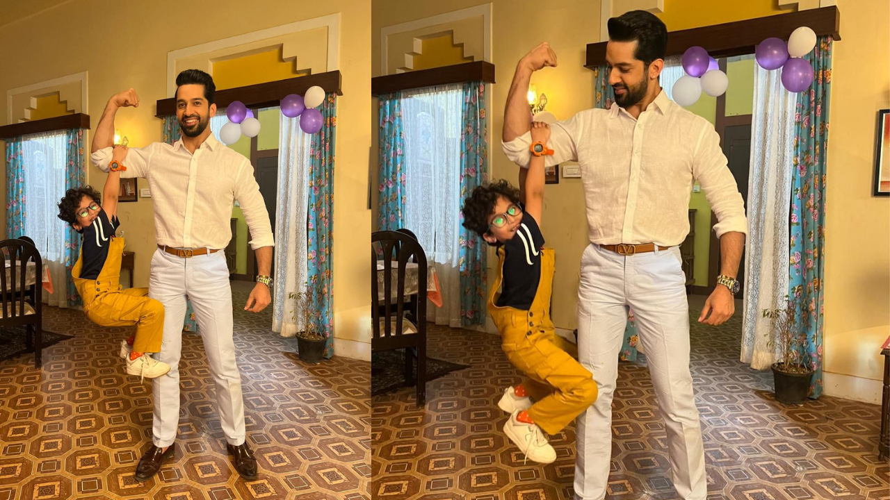 Did you know Main Hoon Saath Tere’s Kian is the cute little dumbbell for actor Karan Vohra on set?