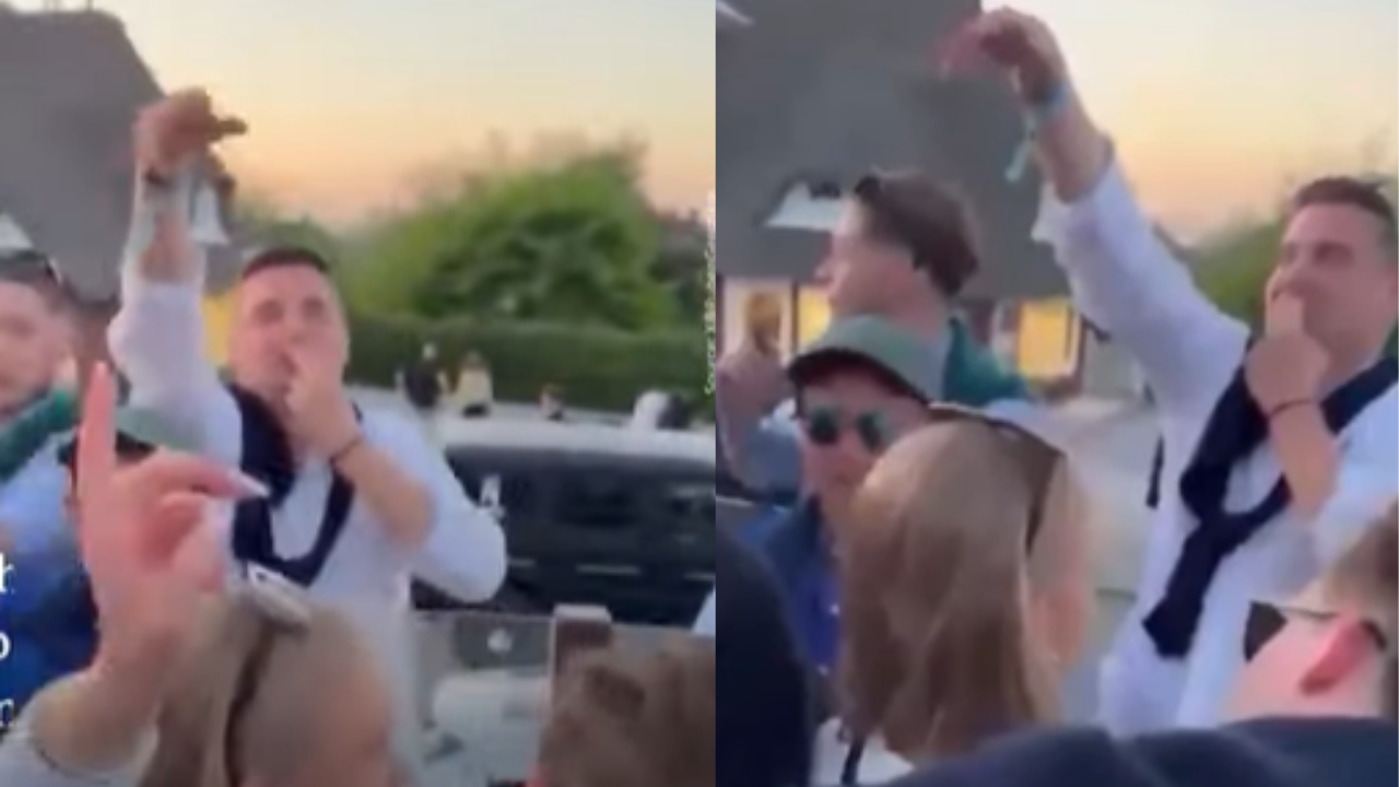 'Foreigners out': Outrage over footage of people singing Nazi slogan at party in Germany