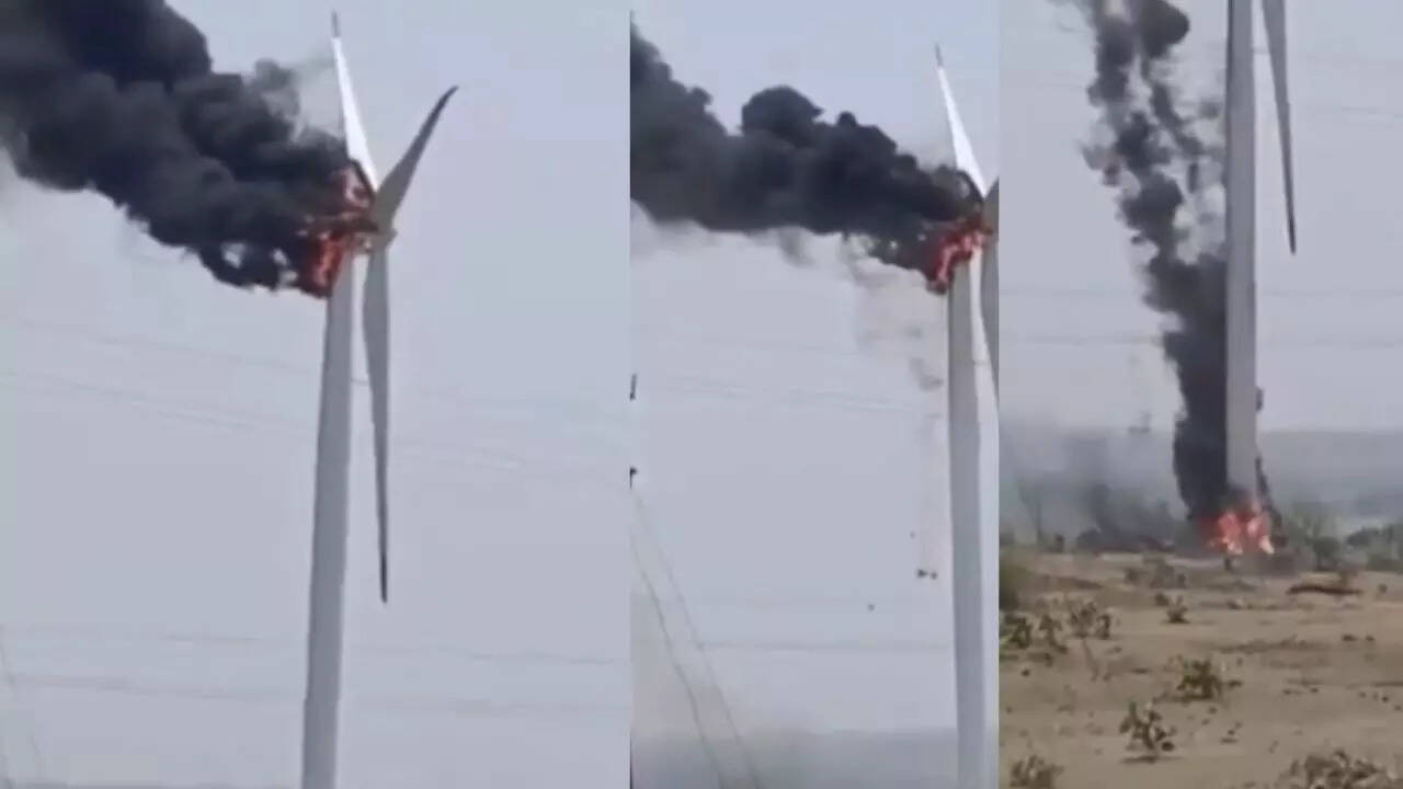 Windmill catches fire in Jaisalmer due to extreme heatwave
