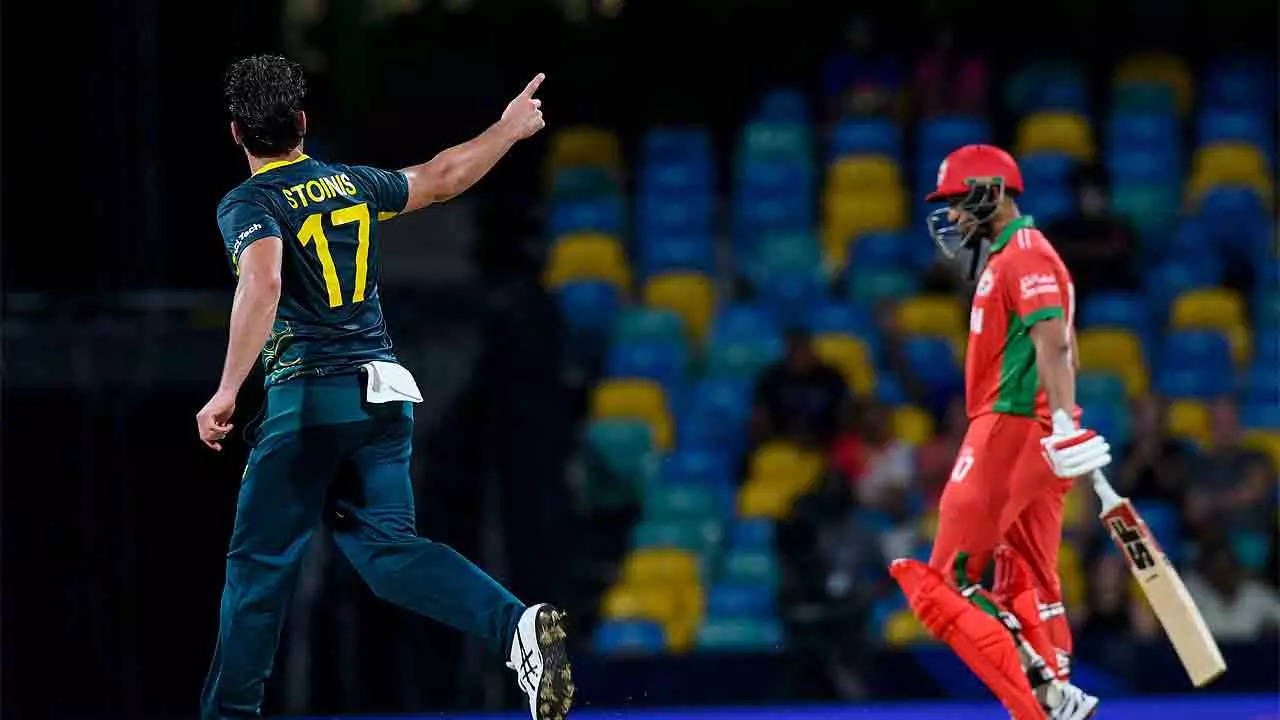 Oman 57/6 in 12.4 Overs | AUS vs OMA T20 World Cup Live Score: Oman 4 down in run chase against Australia – The Times of India