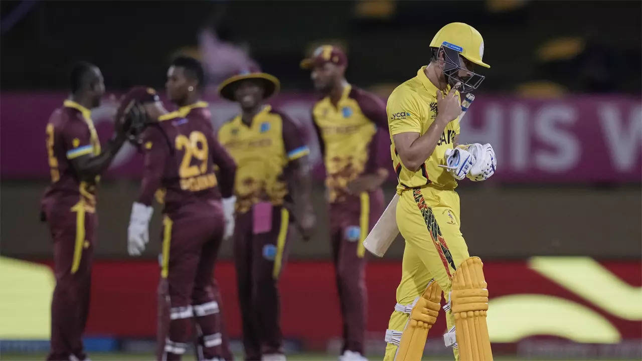 WI vs UGA Highlights, T20 World Cup 2024: Akeal Hosein’s fifer helps West Indies crush Uganda by 134 runs – The Times of India