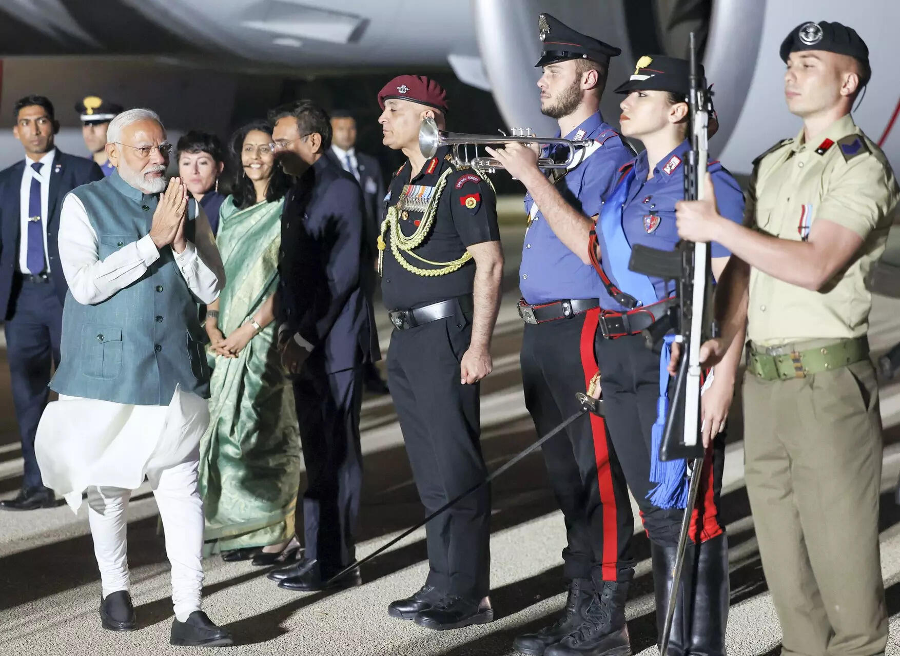 **EDS: IMAGE VIA narendramodi.in** Apulia: Prime Minister Narendra Modi being we...