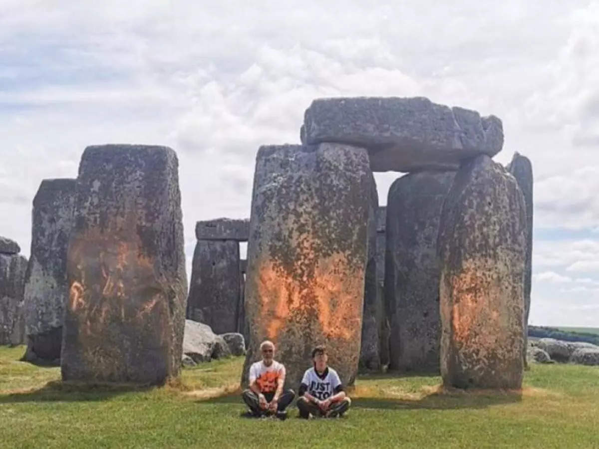 Climate activists spray orange paint at UNESCO’s Stonehenge in the UK; get arrested