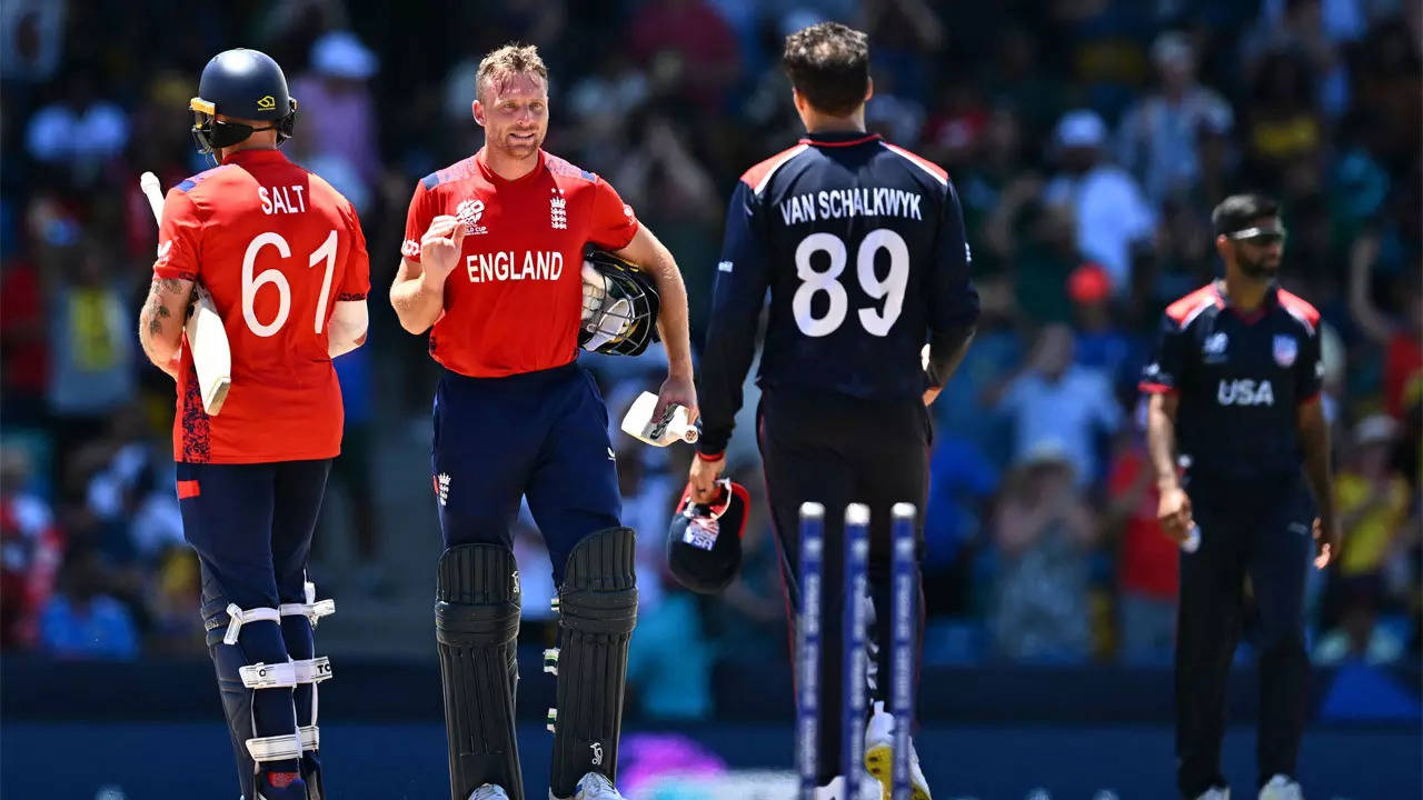 USA 56/3 in 8.4 Overs | USA vs ENG Live Score, T20 World Cup 2024: USA lose openers in powerplay but Nitish gets going – The Times of India