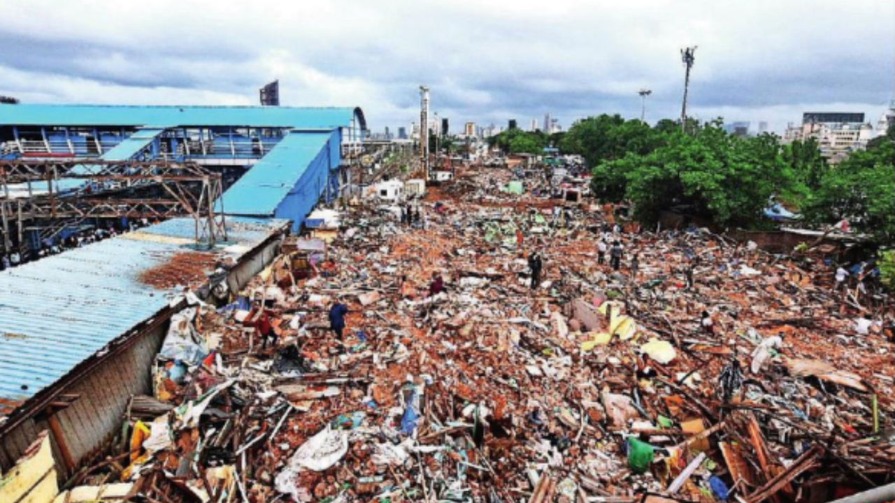 1,700 shanties along bandra station razed for slum rehab project & high-rise towers