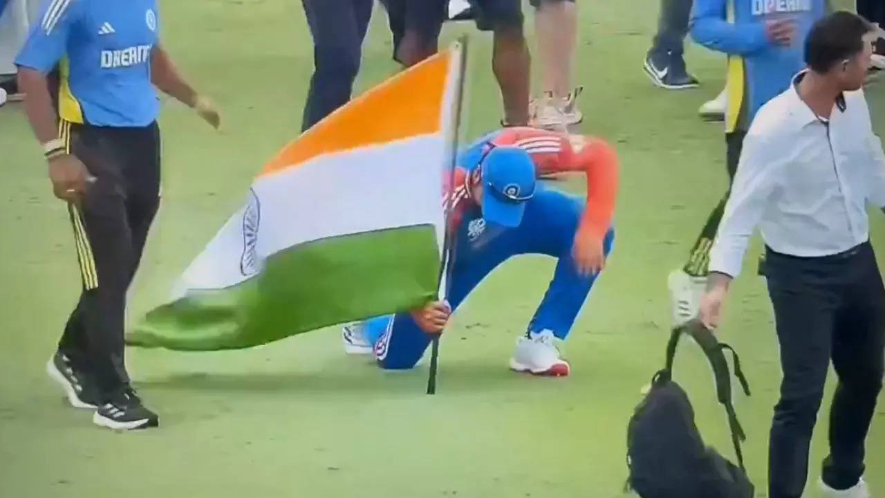 Watch: Rohit installs India flag in Barbados after T20 World Cup triumph