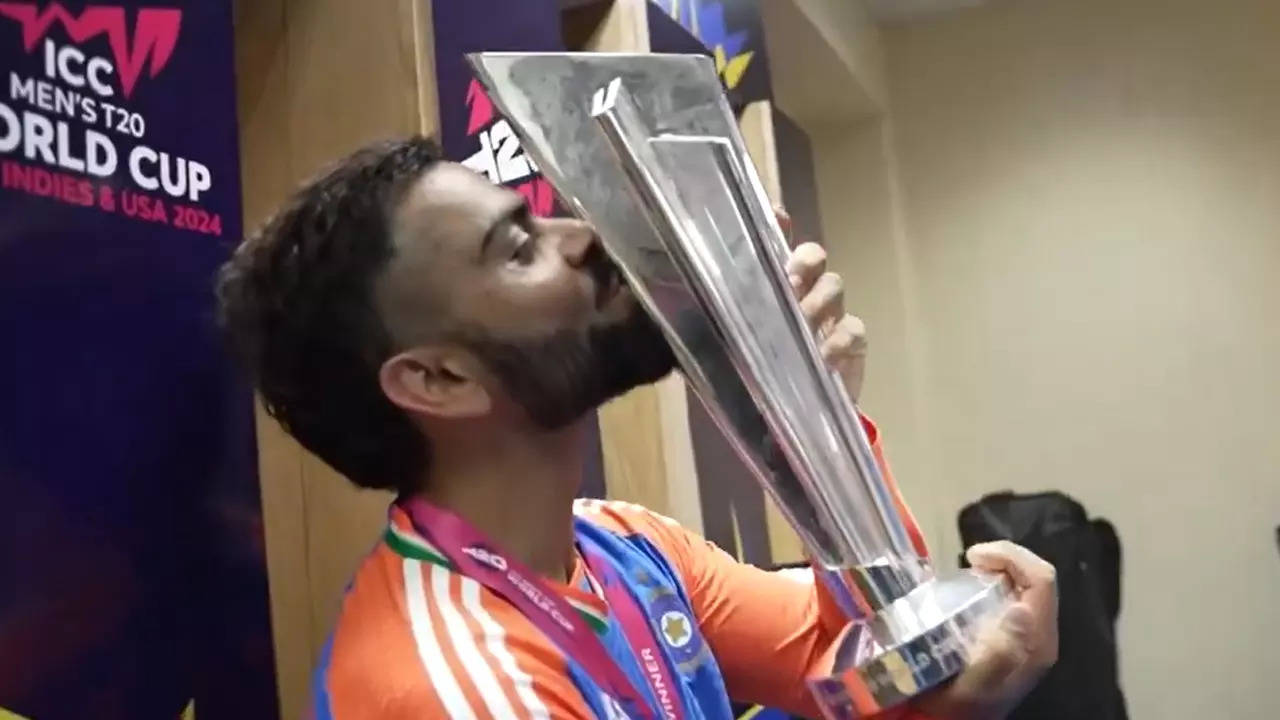 Watch: Scenes inside Indian dressing room after T20 WC win