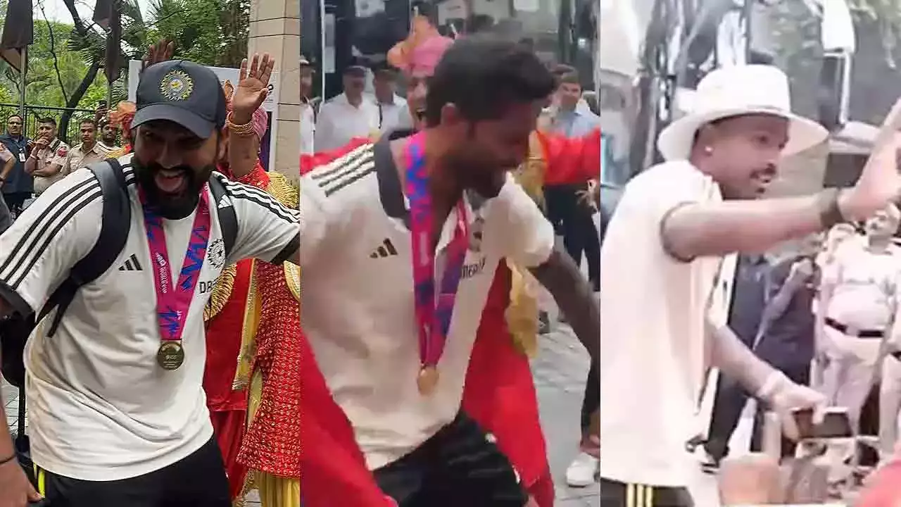 Watch: Rohit, SKY, Pandya dance after team reaches hotel