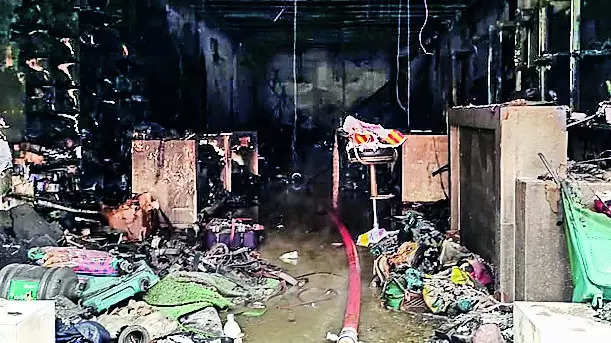 Fire engulfs bag store on Satsang Road; no casualty reported
