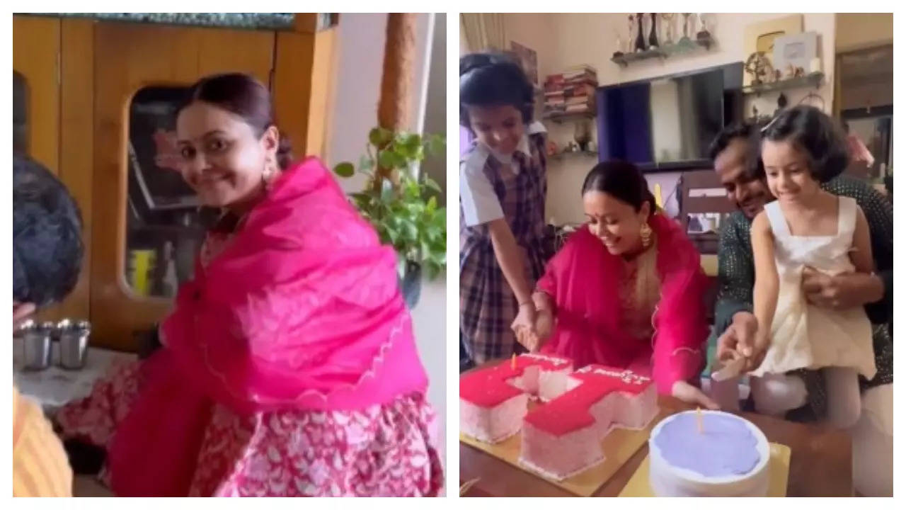 Devoleena Bhattacharjee shares glimpses of annual Satyanarayan Puja at home; later cuts a cake with husband Shahnawaz as she completes 13 years in the industry