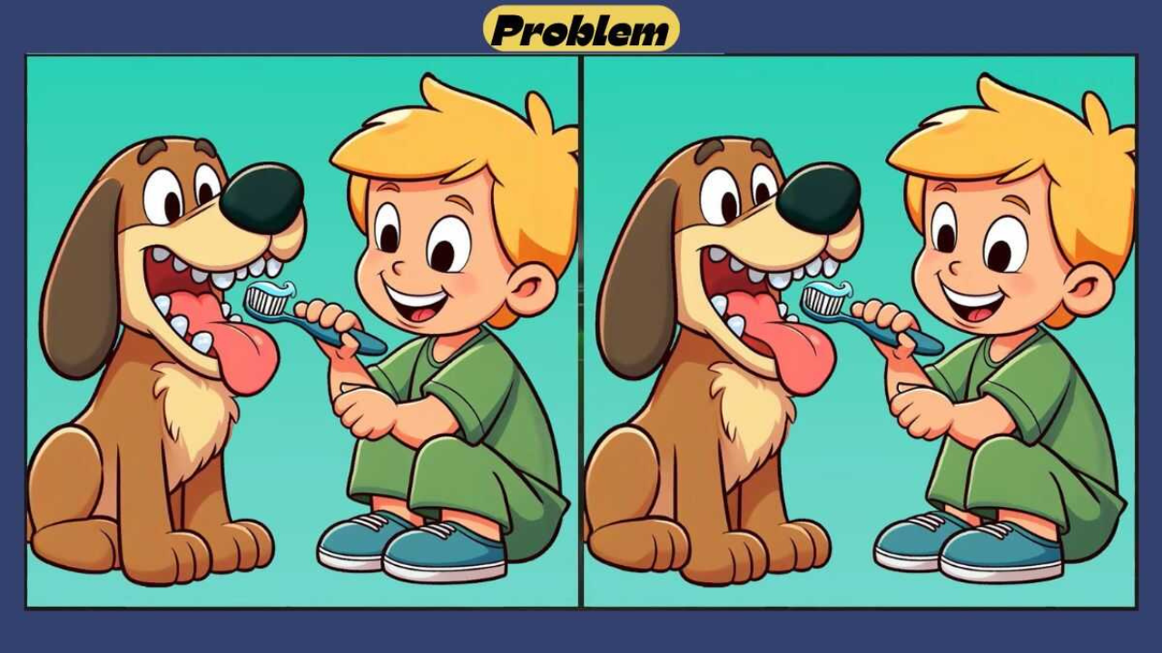 Optical Illusion: Can you spot 3 differences in this brushing the teeth picture?