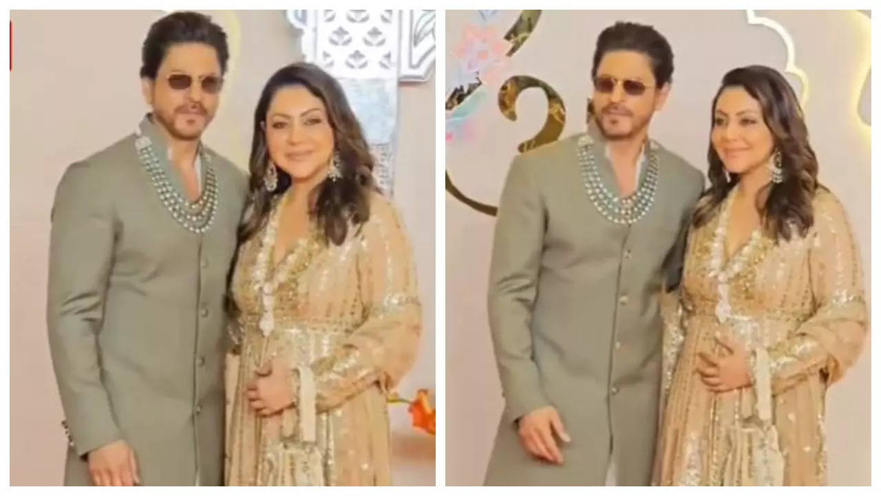 Anant Ambani-Radhika Merchant's wedding: Bollywood's 'Baadshah' Shah Rukh Khan makes a royal entry on the red carpet along with his wife Gauri Khan - WATCH video | Filmymeet