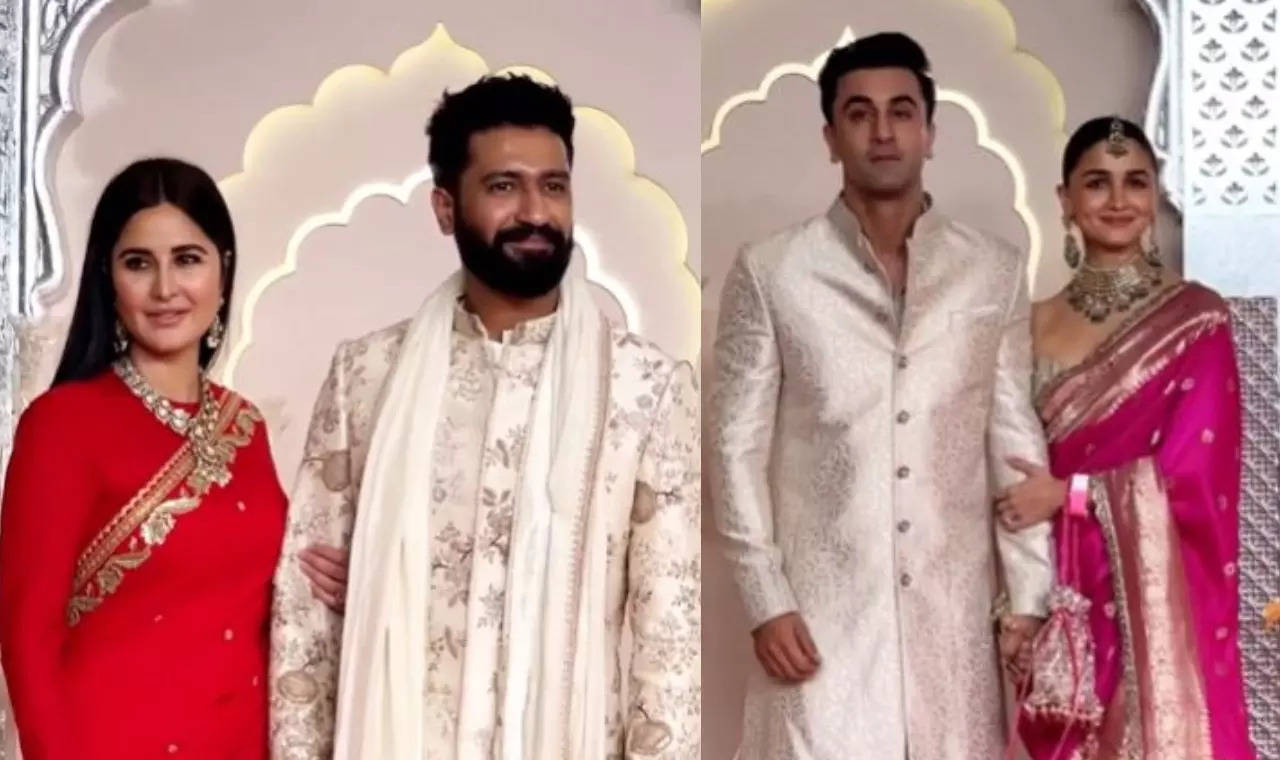 Katrina Kaif finally makes an appearance with Vicky Kaushal, Alia Bhat wears a 160-year old woven saree as she arrives for Anant Ambani, Radhika Merchant's wedding with Ranbir Kapoor - WATCH VIDEOS | Hindi Movie News Filmymeet