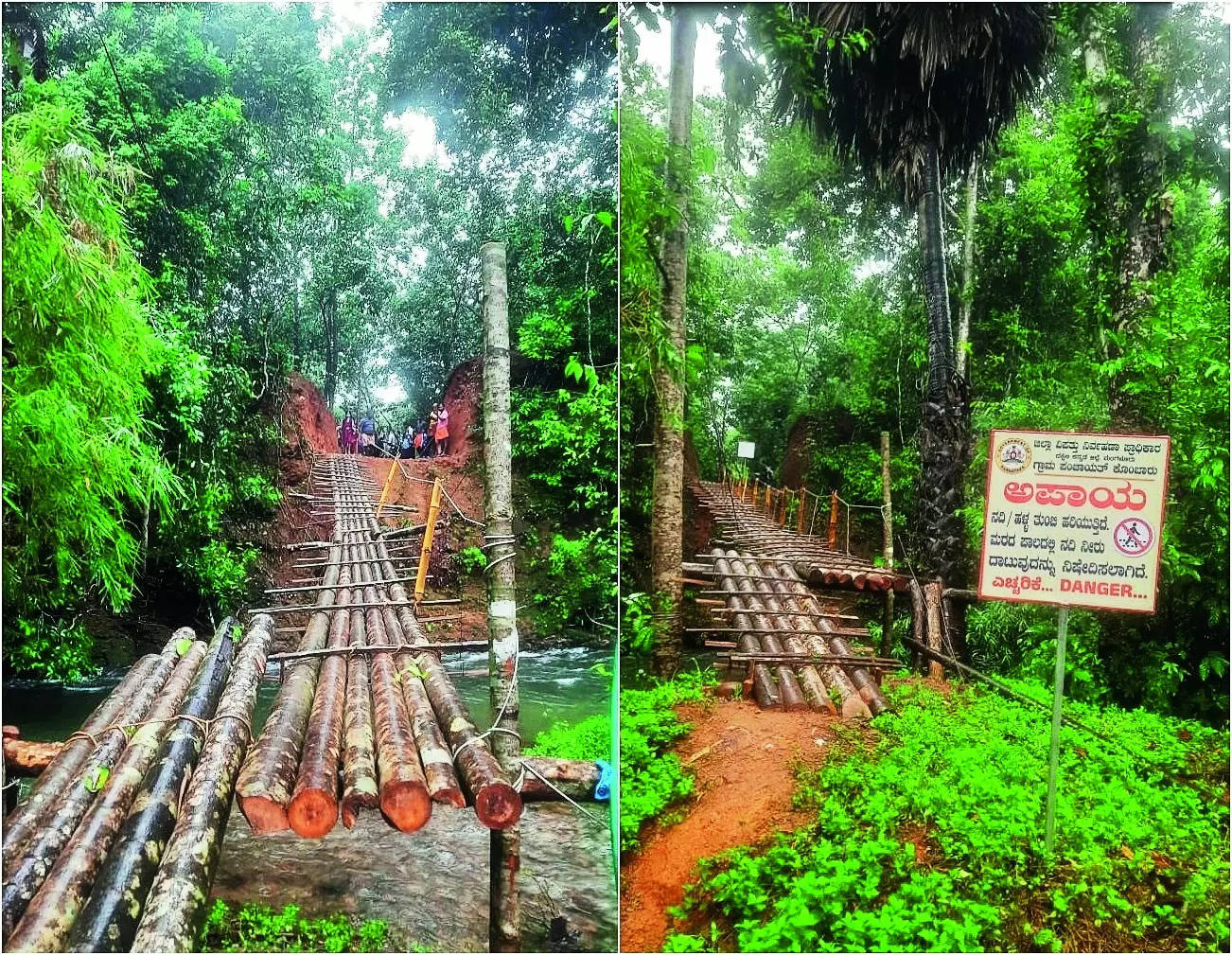 Kids take perilous, unguarded wood bridges to reach school