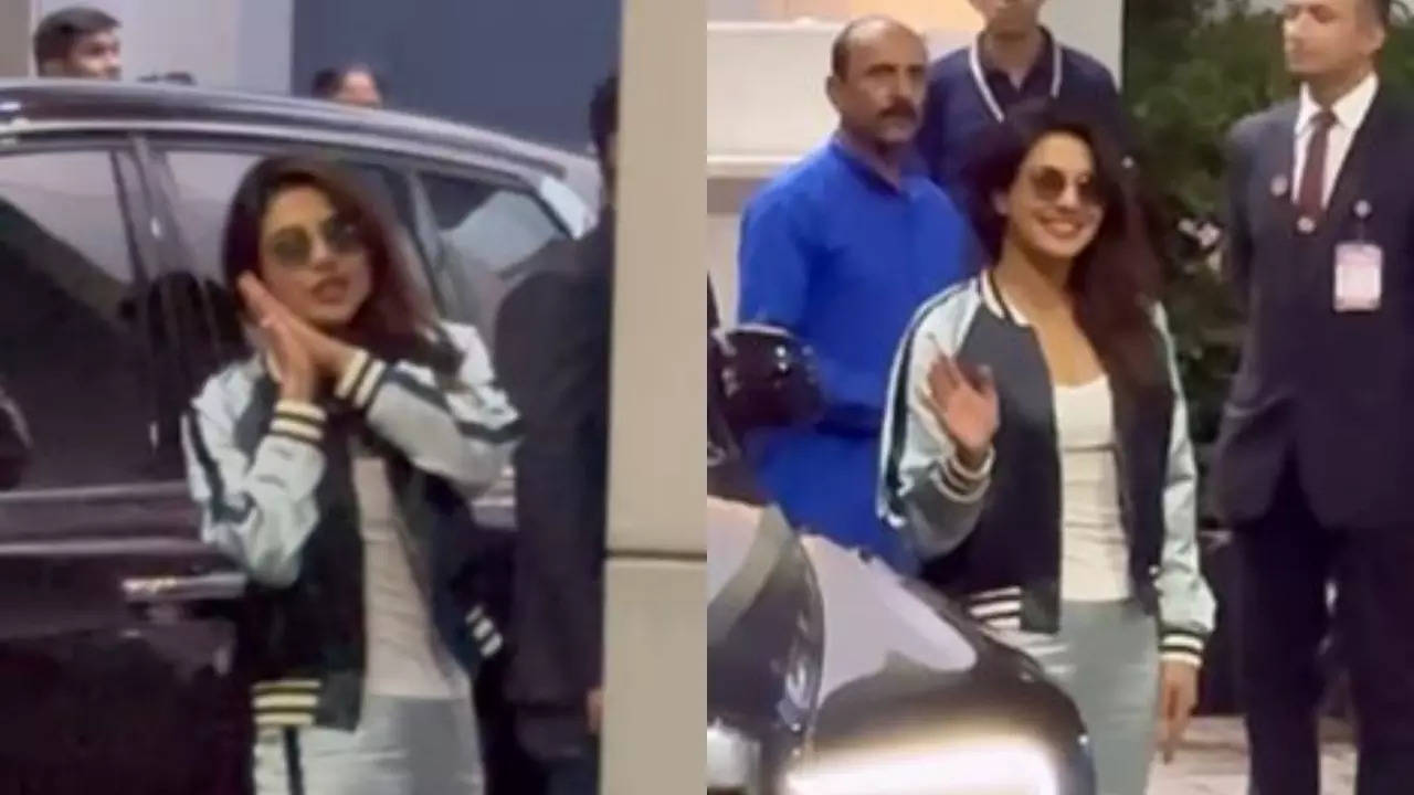 Priyanka Chopra Jonas leaves from Mumbai, after attending Anant Ambani, Radhika Merchant's wedding, gestures paps 'so jaao' | Hindi Movie News Filmymeet