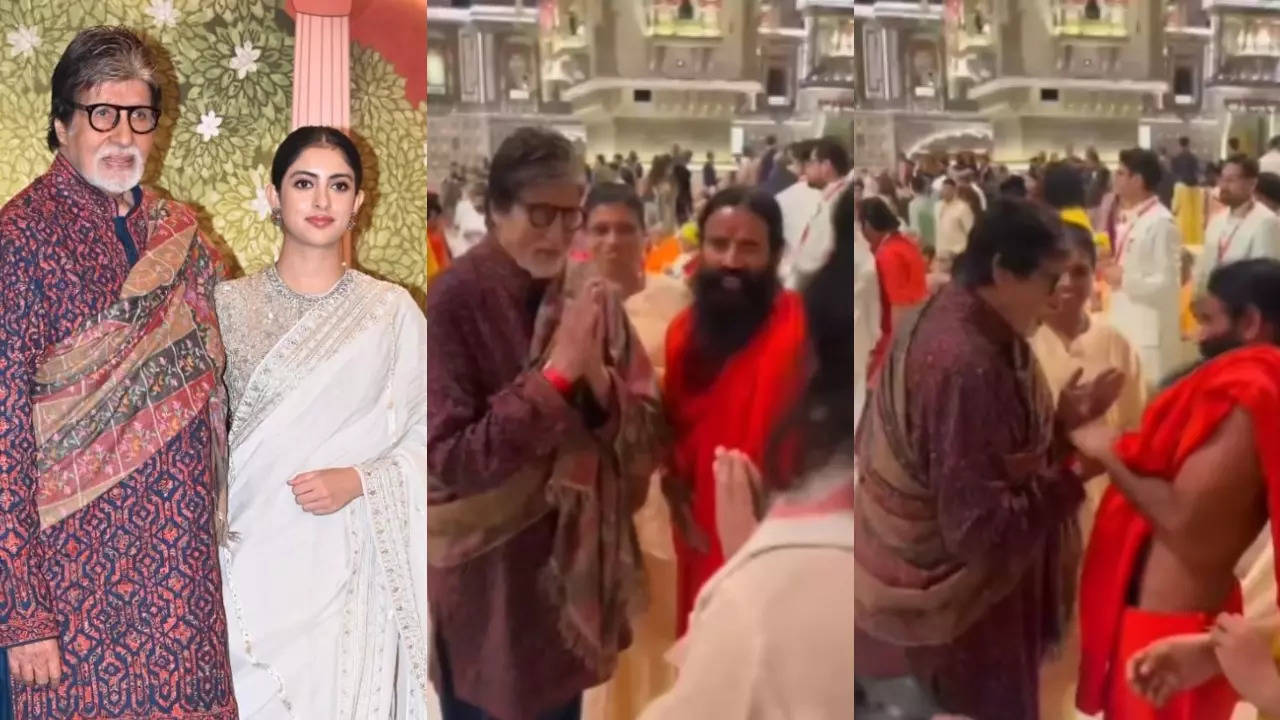 Amitabh Bachchan chats with Baba Ramdev at newlyweds Anant Ambani and Radhika Merchant’s Shubh Aashirwad ceremony - WATCH video | Filmymeet