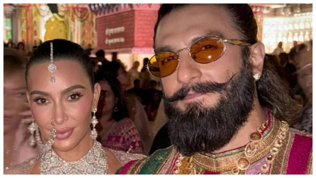 Ranveer Singh and Kim Kardashian pose together at Anant Ambani and Radhika Merchant’s Wedding | Hindi Movie News Filmymeet