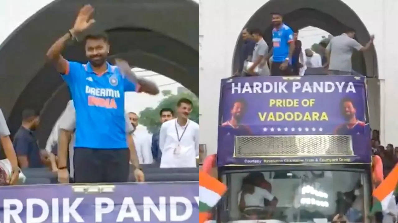 Hardik Pandya receives warm welcome in Vadodara