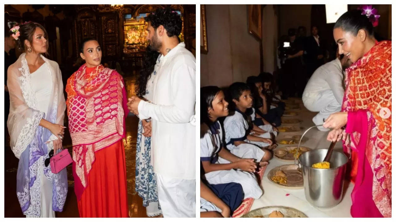 Kim Kardashian and sister Khloe Kardashian visits ISKCON temple with Jay Shetty; feed underprivileged children: Pics Inside |