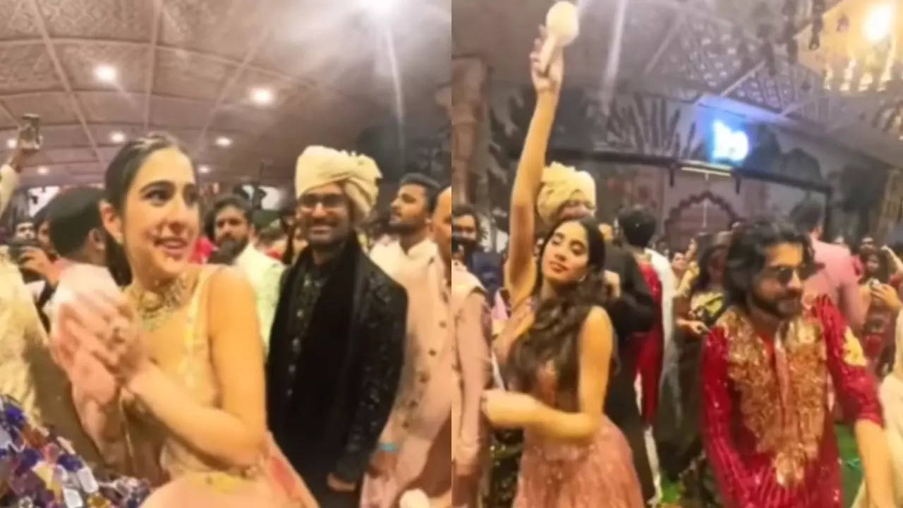 Janhvi Kapoor and Shikhar Pahariya groove to ‘Mere Mehboob Mere Sanam’ in viral video from Ambani wedding; Don't miss Sara Ali Khan's reaction! - WATCH | Hindi Movie News Filmymeet