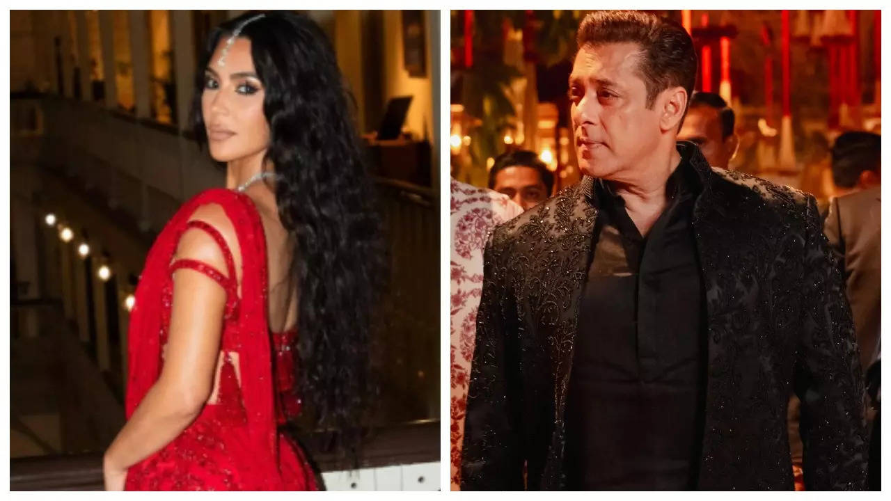 Salman Khan's reaction to spotting Kim Kardashian at Anant Ambani and Radhika Merchant's wedding goes viral | Filmymeet