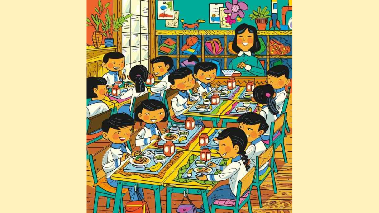 Test Your IQ: Spot the Hidden Button in Classroom Lunch Scene!