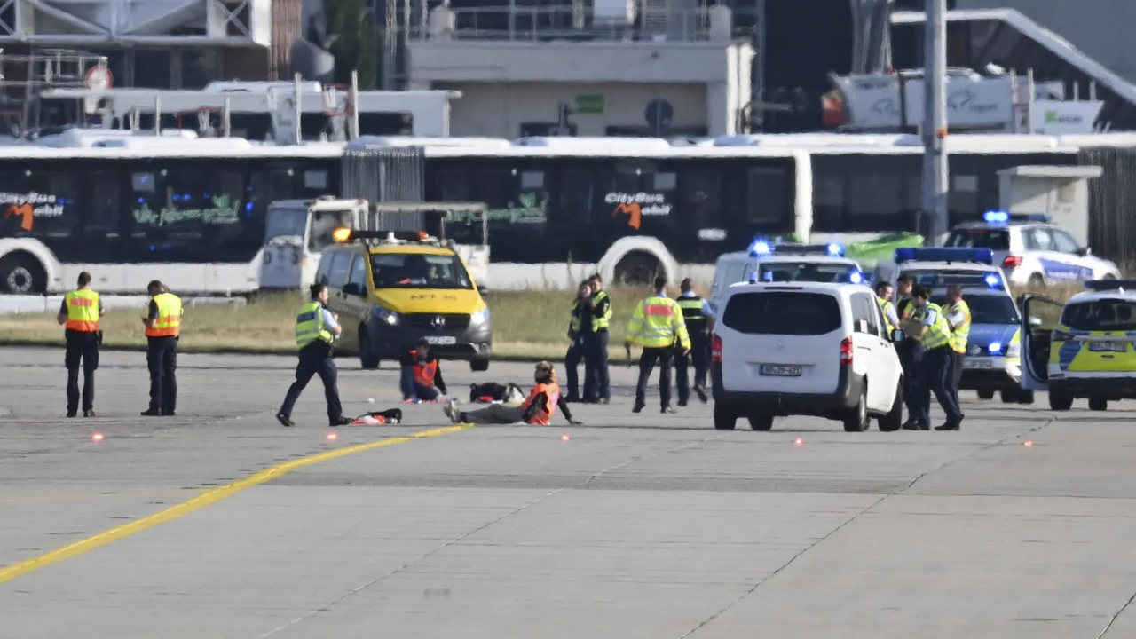 Climate protest at Frankfurt Airport forces a temporary halt to flights