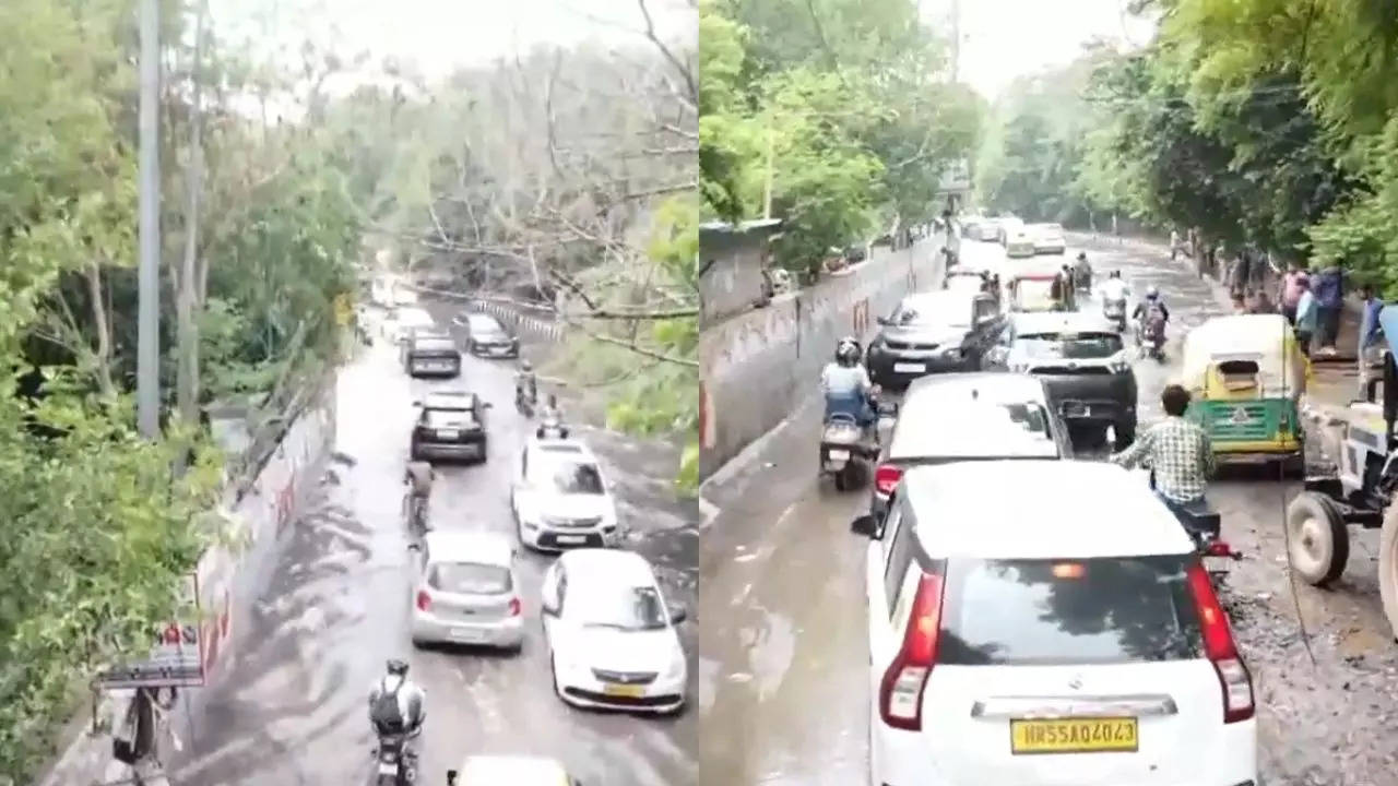 Delhi rain: Drone visuals show heavy waterlogging near Saket Metro station