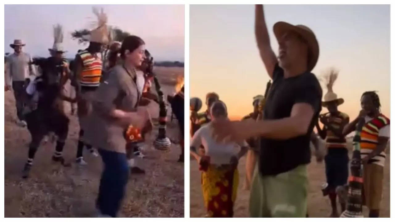 THIS video of Akshay Kumar and Twinkle Khanna dancing their heart out with the Omahe during their Tanzanian vacation is simply unmissable! – WATCH |