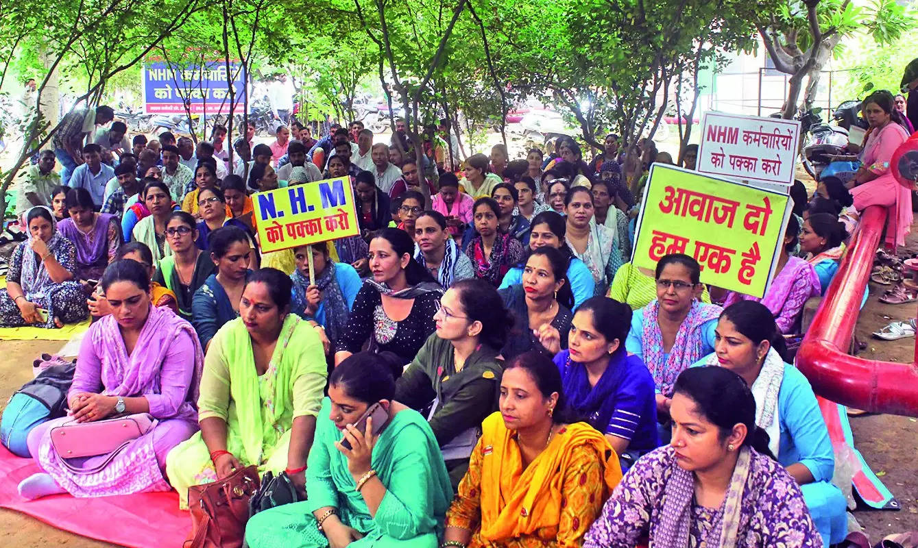 'Regularise our jobs': NHM workers launch protest against govt in Gurgaon
