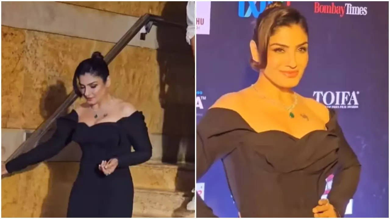 TOIFA OTT Awards 2023: Raveena Tandon grab eyeballs as she channels her inner Madonna in a stunning black gown on the red carpet – WATCH | Hindi Movie News