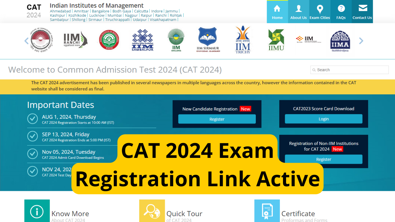 CAT 2024 registration begins, direct link active: Check important dates, eligibility, fee and important other instructions