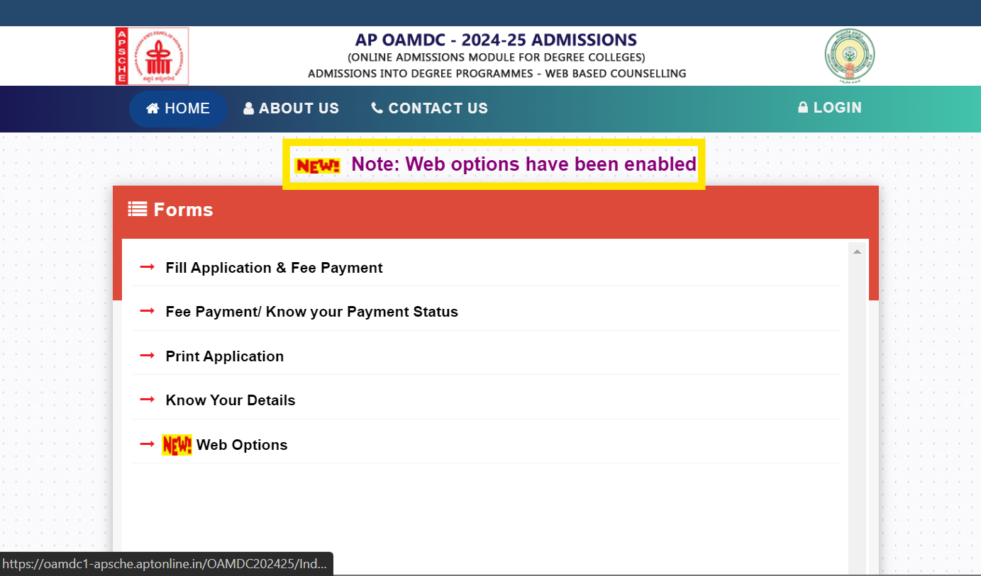 AP OAMDC 2024 Web Option filling begins, direct link here: Check steps to fill choices