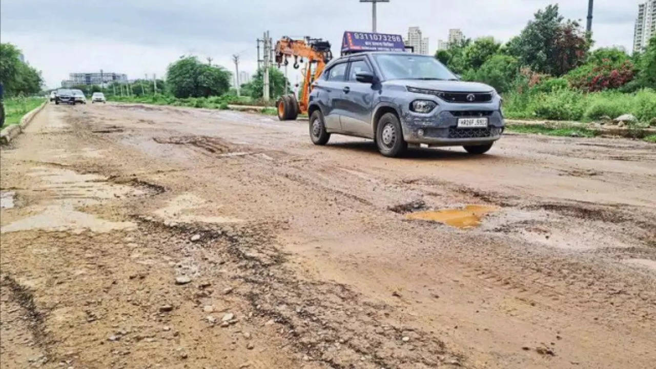 Repaired in March, key link to Dwarka Expressway now riddled with craters in Gurgaon