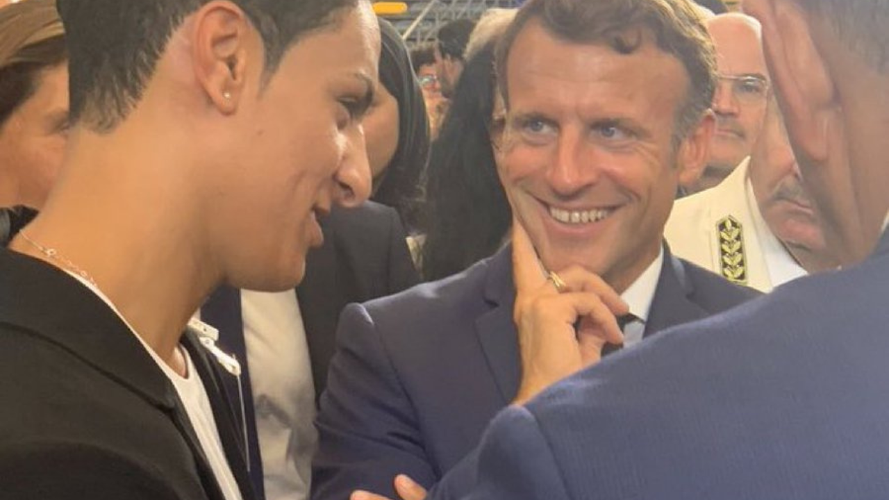 After row over kissing sports minister, Macron viral for old photo with Imane Khelif